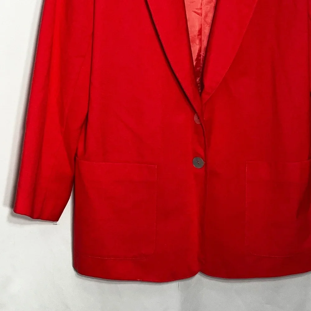 Kim Rogers Womens Coral Two Button‎ Blazer Jacket Size 14 Made in USA 41202